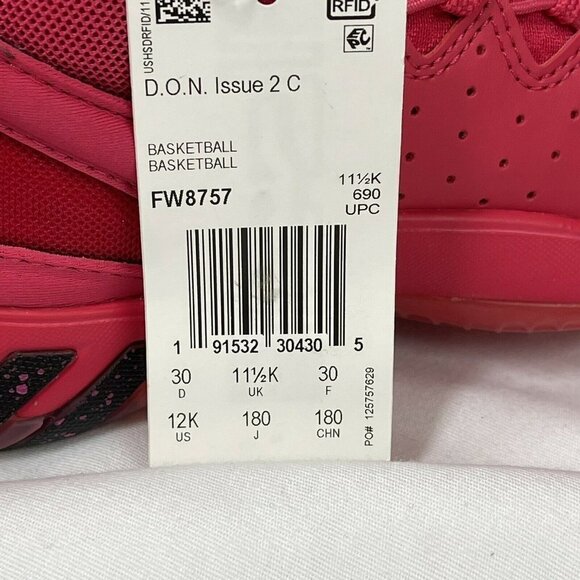 Adidas D.O.N. Issue 2 Kids Size US 12 JP 180 Sneakers Crayola Jazzberry shoes - Picture 4 of 11